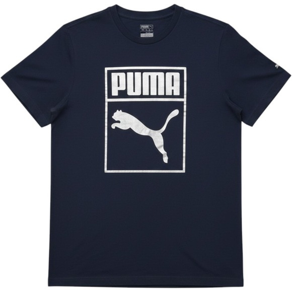 Puma Other - Puma Mens Graphic Tee Navy Blue Silver Foil Logo Short Sleeve Shirt XL Athletic